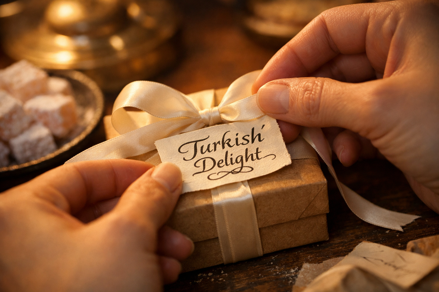 Kurdele ve etiket uygulanmış kutuların yakın çekimi